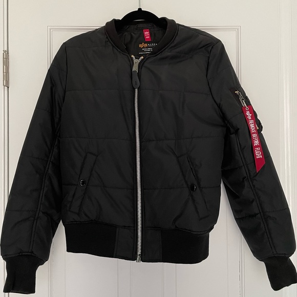 Black Alpha Industries Bomber Jacket - Picture 1 of 5